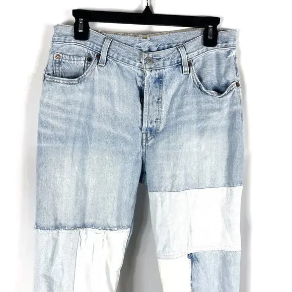 Levi's 501‎ 90s Freehand Folk Jeans Premium Light Blue Button Fly Straight Sz 28 - Picture 6 of 15